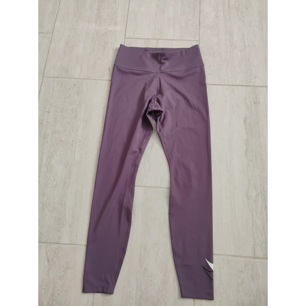 Nike Dri-FIT Leggings Tight Womens Medium Purple High Waist Slim Fit Swoosh Gym